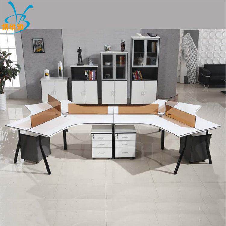 简约现代板式职员办公桌椅组合办公室带柜四人位员工工位桌办公桌