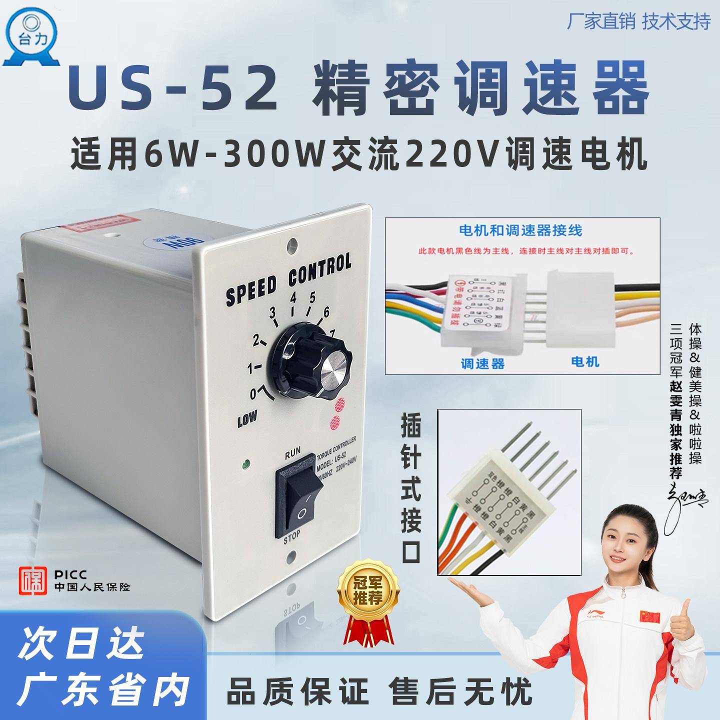台力精密款白色交流电机调速器220V6W90W120W正反转US-52控制器图片