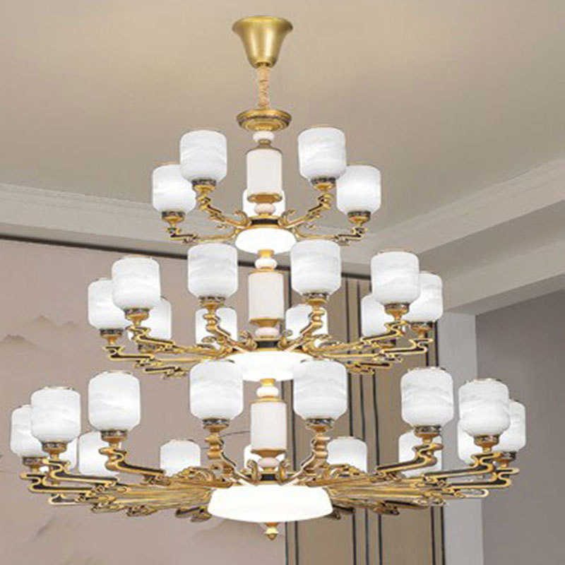 别墅复式吊灯大小新客厅吊灯吊灯中式中空楼梯家居长楼中楼