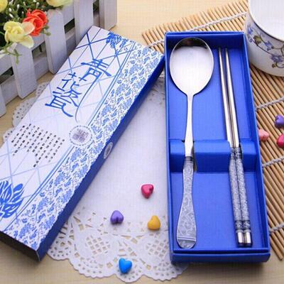 Set of 2 Stainless Steel Chopsticks, Spoons, Knives, and For