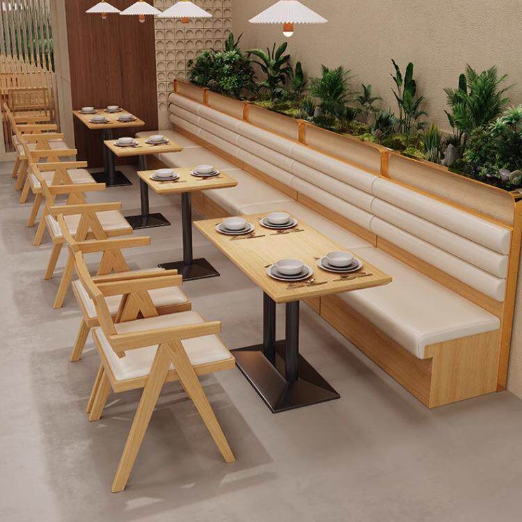 日式主题餐厅桌椅组合咖啡厅奶茶店接待休闲椅西餐厅商用卡座沙发