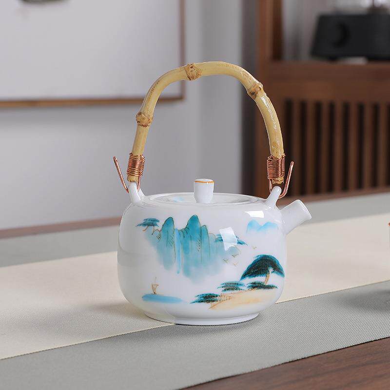 手绘堆料提梁壶泡茶壶中式泡红茶其它配件
