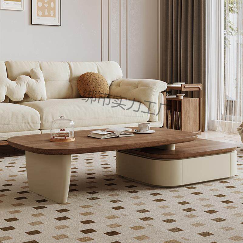 中古风茶几落地电视柜组合套装轻奢高级感现代简约小户型伸缩茶几