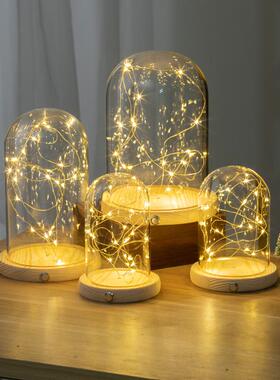 玻璃罩LED永生积木手办装饰摆件