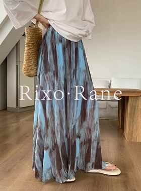 法国Rixo Rane⭐覆古扎染裙女性节日风格高腰纤细a字裙垂长裙