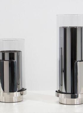 简约现代玻璃花瓶轻奢摆件创意家居花束插花器样板房间金属装饰品