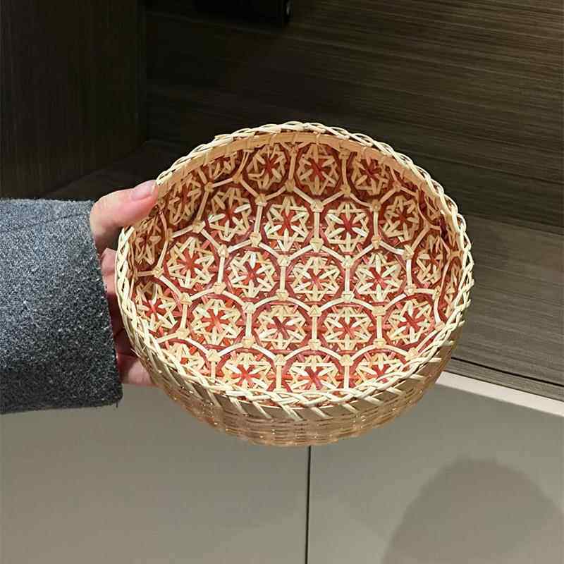 葱姜蒜收纳筐厨房用竹编篮子小筐菜篮子置物筐玄关钥匙筐整理盒