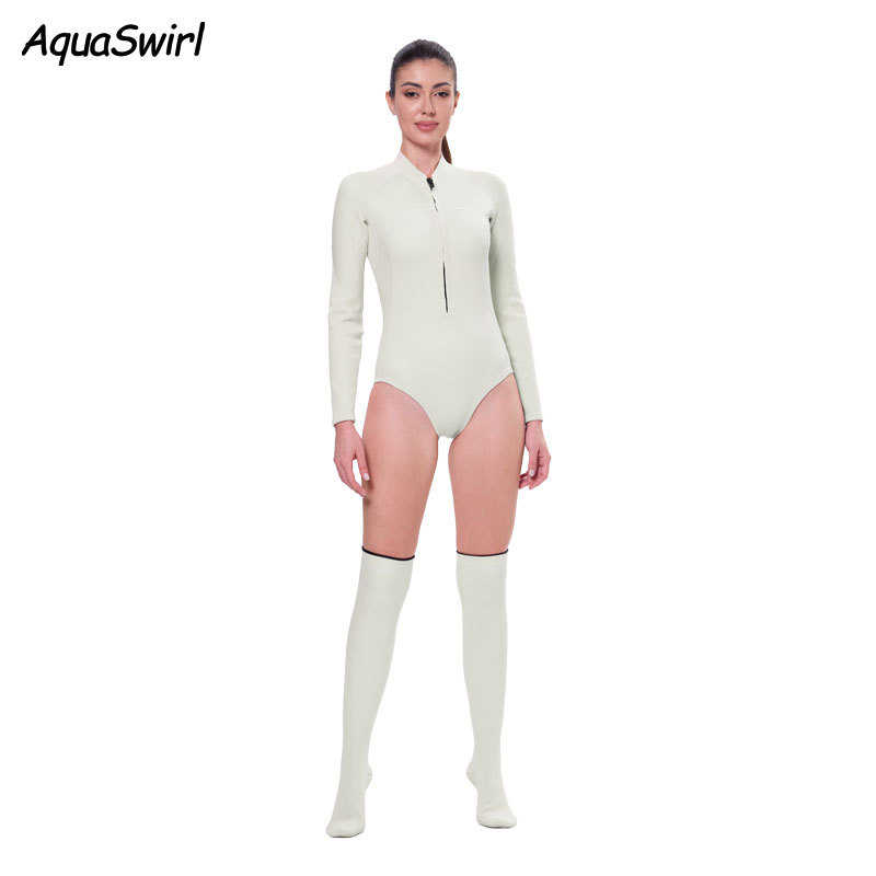 训练潜水服专用米白色潜水衣保暖防晒显瘦湿衣潜水服女速干冲浪服