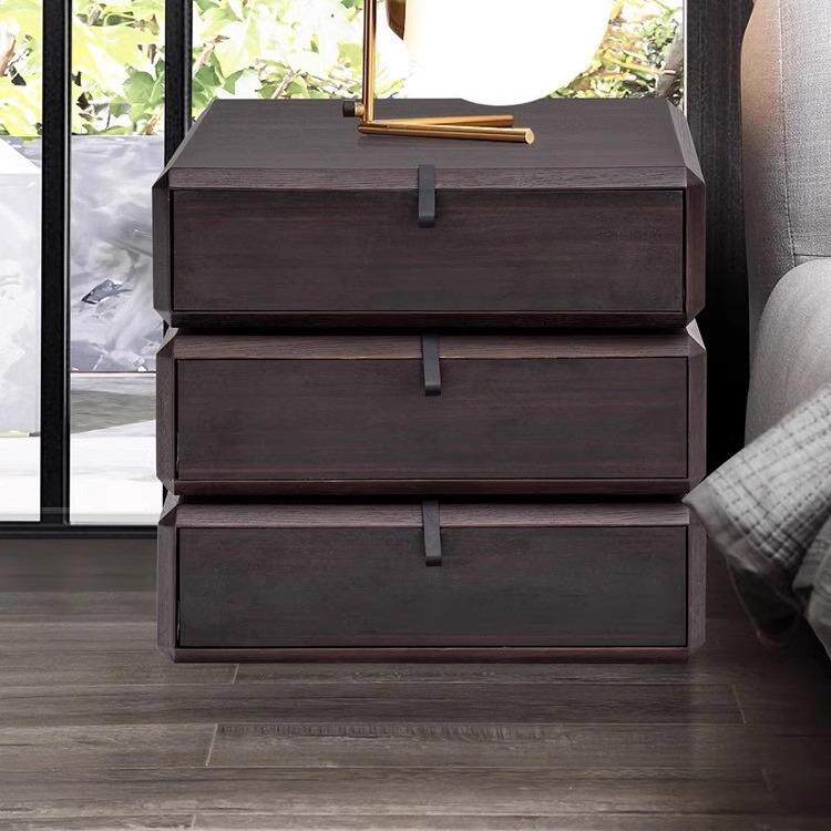 转实木烟熏旋床柜感设色计意头式极简现CS代简约旋转柜储物边柜