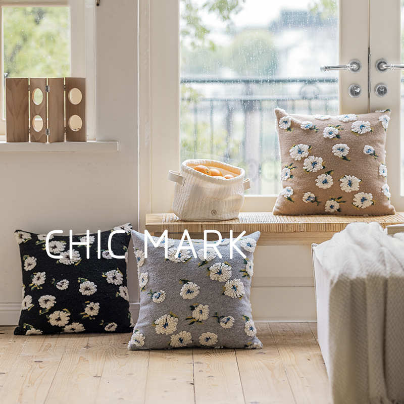 新中式抱枕小清新风毛呢碎花抱枕客厅沙发靠酒店民宿靠枕简约几何