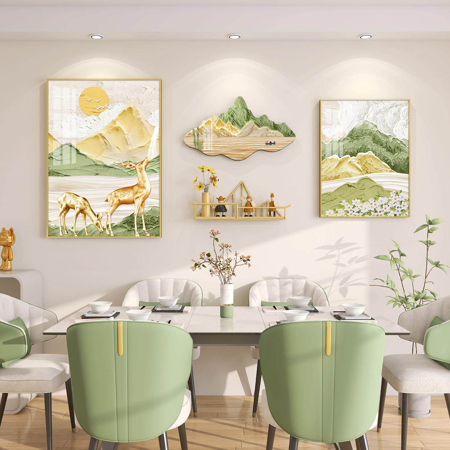 轻奢大气餐厅装饰画现代简约饭厅餐桌背景墙壁画高级感免打孔挂画