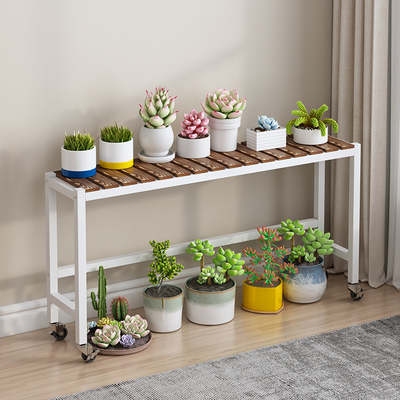 2024新款阳台花架长条凳移动带轮加宽植物花架子客厅落地式置物架