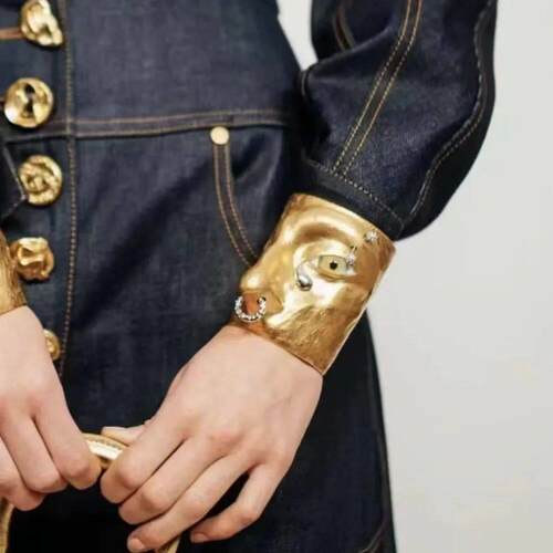 Exaggerated Vintage Alloy Plated Eyes Cuff Bracelet For Wome
