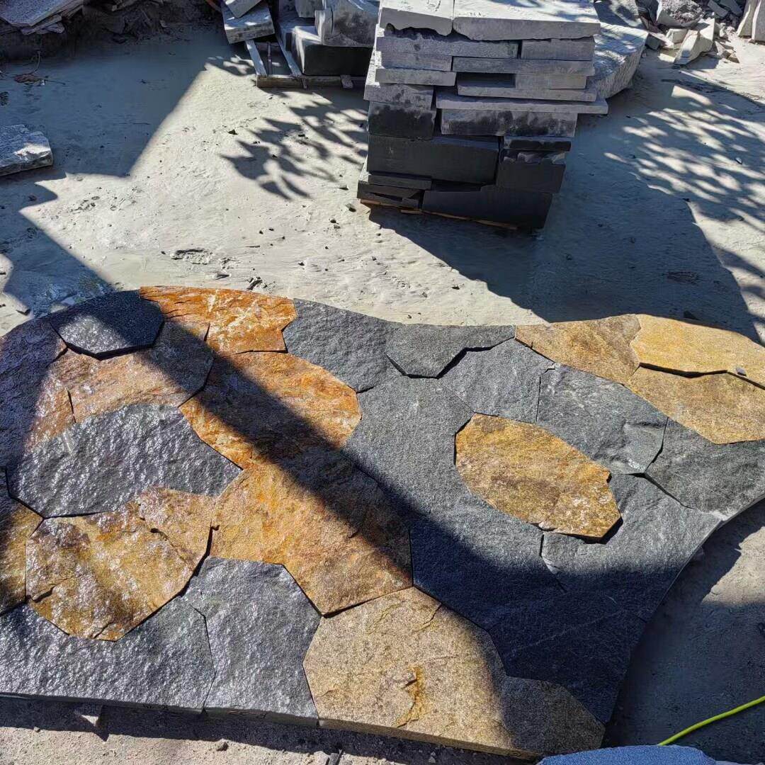 别墅庭院地砖石覆古老石皮多边形自然面景观大理石地舖文化砖
