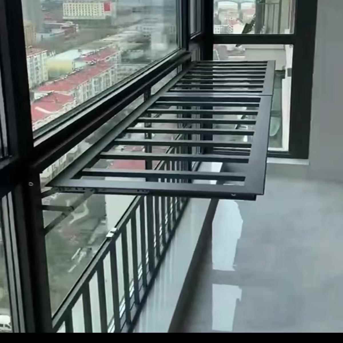 需定制阳台窗户铝合金防护栏折叠晾衣架多功能可开启儿童防护栏防