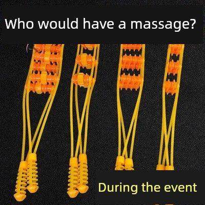 拉背条腰部手持式肩部按摩神器手动颈椎背家用拉力绳