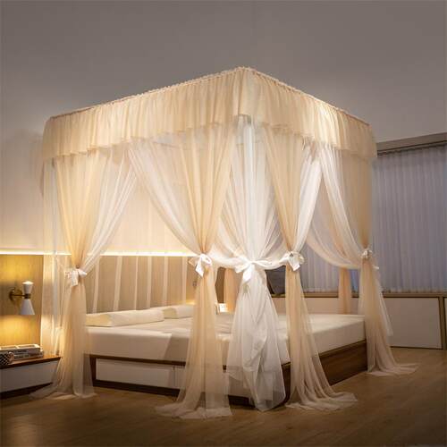 落地蚊帐025新款家用公主风双层纱床2幔欧安FHL宫廷式卧室罩蚊三