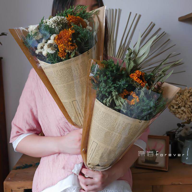 教师节送老师礼物向日葵干花花束勿忘我真花毕业拍照装饰桌面摆件