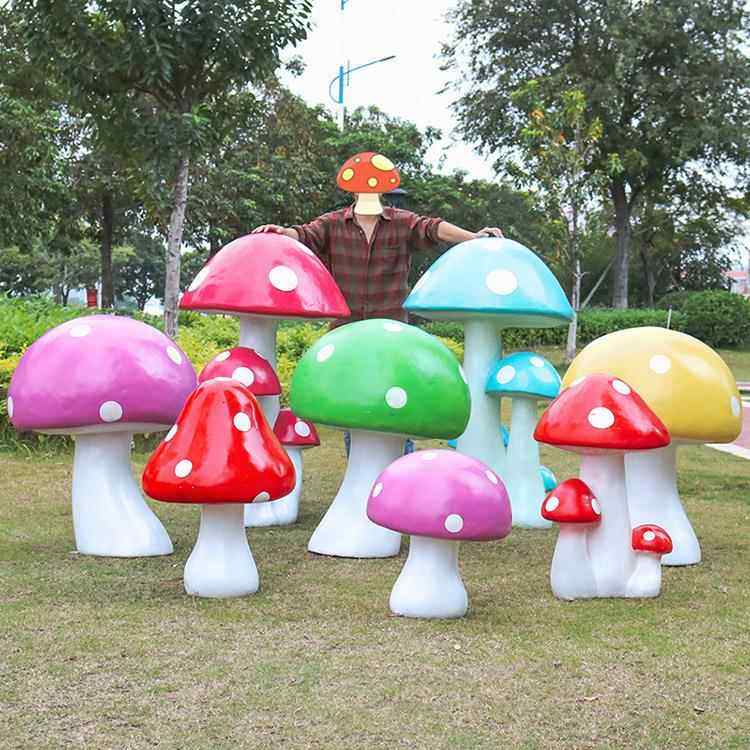 仿真蘑菇雕塑玻璃钢落地装饰户外花园草坪摆件园林幼儿园庭院小品