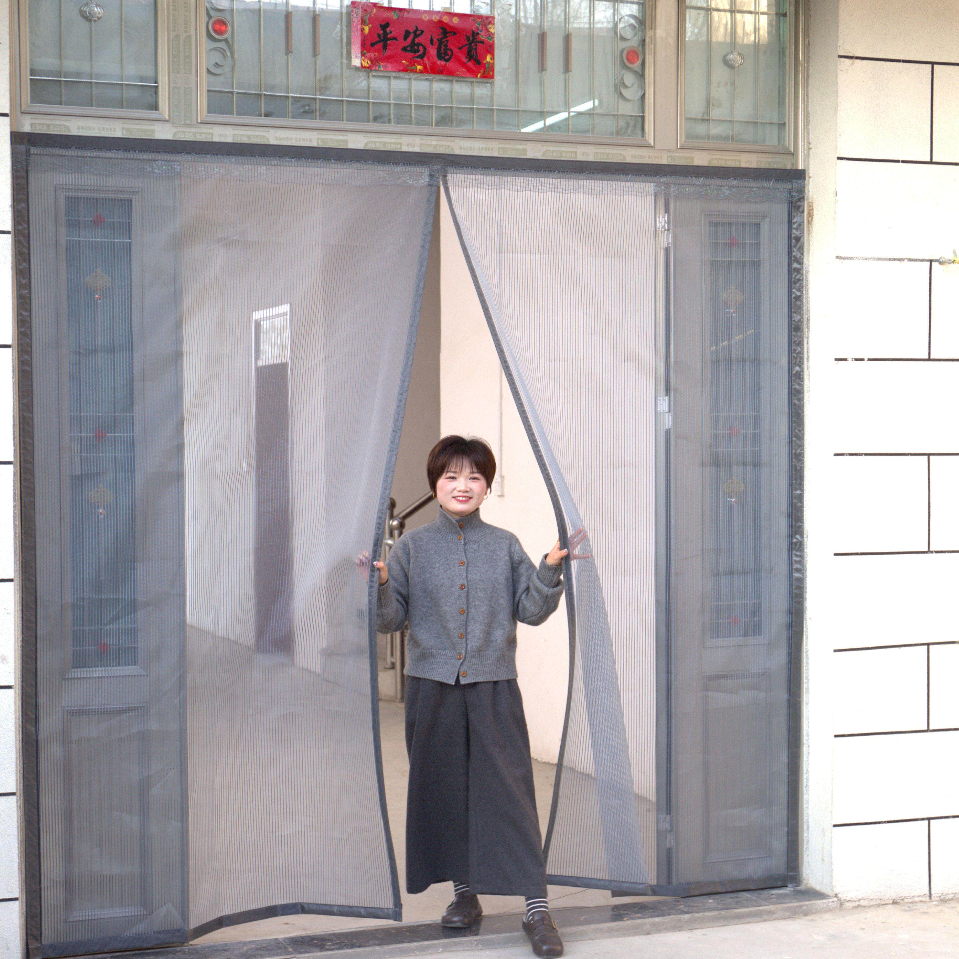 2026新款大门防蚊磁性门帘磁铁磁吸纱窗纱门魔术贴自粘全磁铁条纱图片
