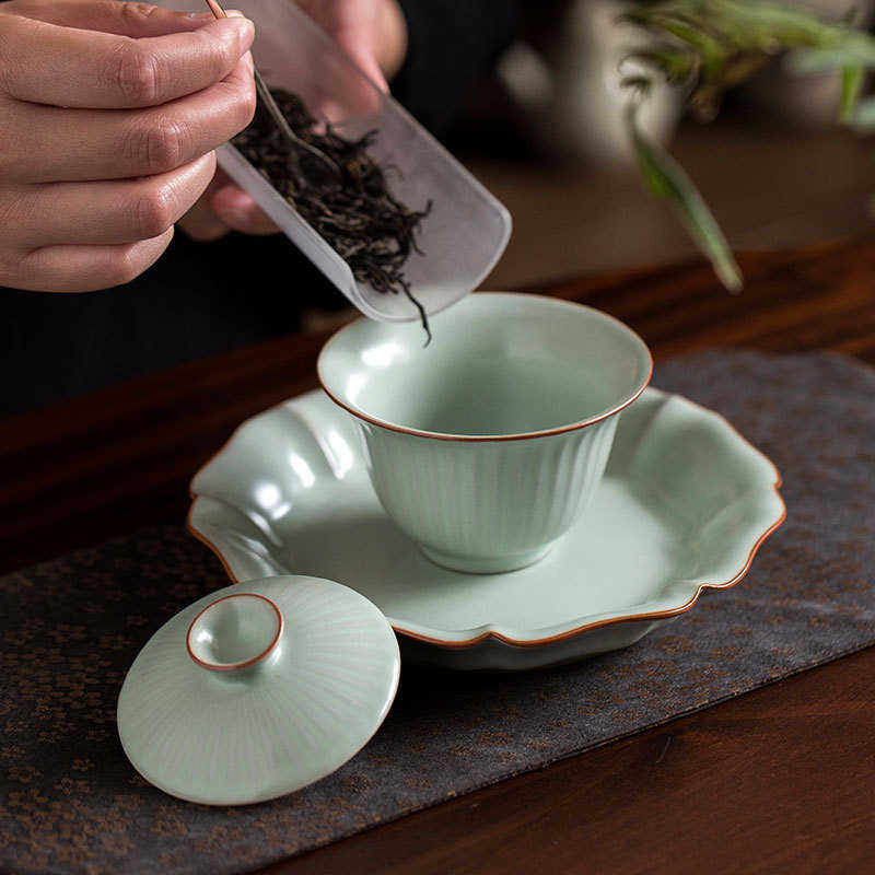 天青汝窑条纹盖碗冰裂釉两才盖碗开片可养泡茶碗手工单个茶碗茶杯,餐饮具,盖碗,淘宝优惠券,粉丝福利购,淘宝优惠卷