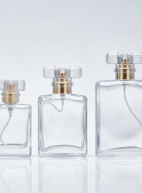 供应30ml 50ml100ml卡口透明玻璃香水瓶封口机器j喷雾瓶亚克力盖