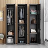 钢制单更衣柜员工宿舍简MWR浴室收柜办纳公储物柜黑色带锁易换衣