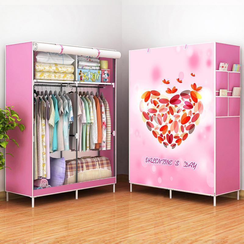 芸单娅布香简GY-02易衣柜无纺柜衣双人宿舍挂衣柜钢管架子组装衣