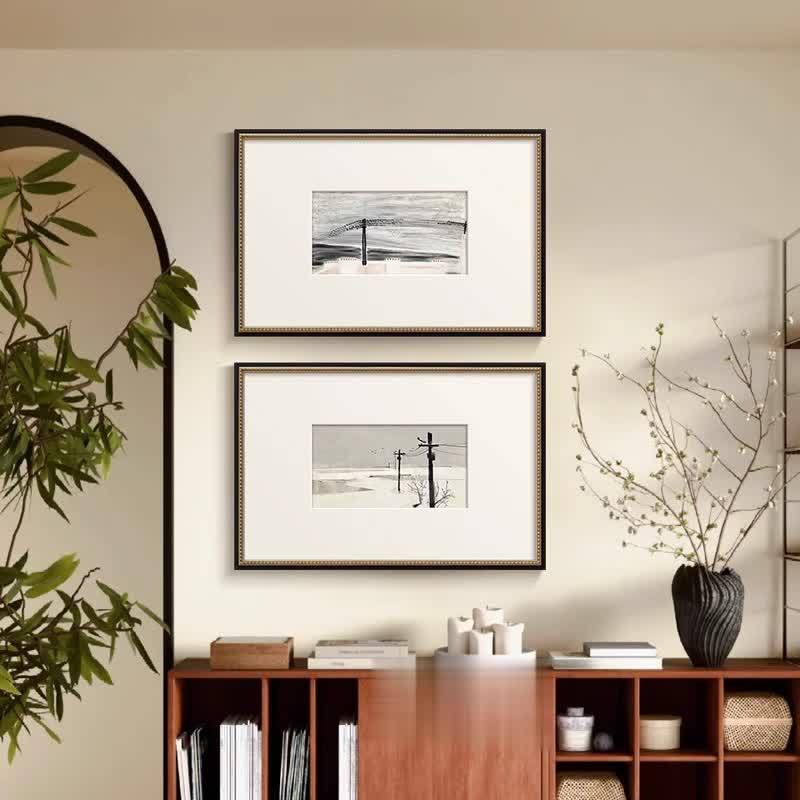 《远方》法式复古装饰画黑白艺术简约高级感客厅壁画风景组合挂画