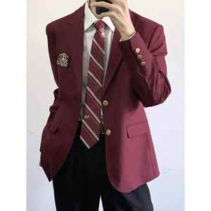 【刺篇】dk学院风红色蓝色男生制服西装成人礼西服外套学生全套装