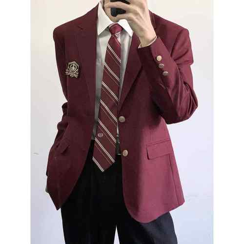 【刺篇】dk学院风红色蓝色男生制服西装成人礼西服外套学生全套装