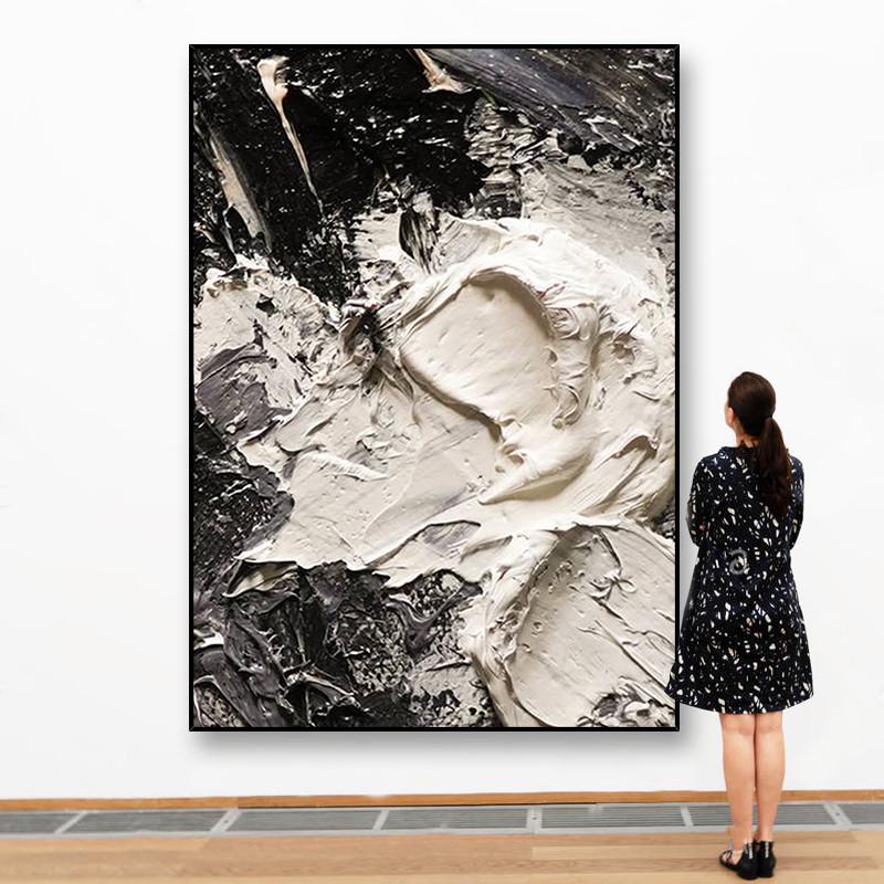 厚肌理立体抽象油画客厅沙发背景墙装饰画纯手绘玄关过道挂画大幅图片