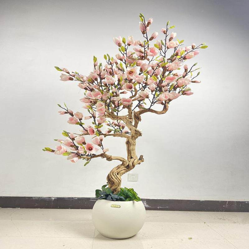 仿真玉兰花树人造假树造型树酒店商场装饰落地摆件花艺橱窗装饰