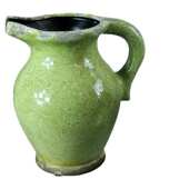 板房橱窗花艺 家居饰品软装 美式 乡村地中海做旧绿色单耳陶瓷花瓶