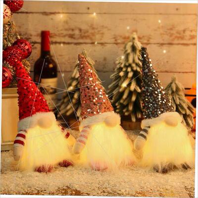 Christmas sequins with lights and Rudolph doll lighting