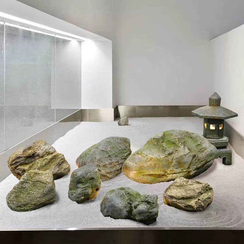 仿真石头 室内软装假山石摆件 庭院生态造景 庭院玻璃钢 鹅卵石