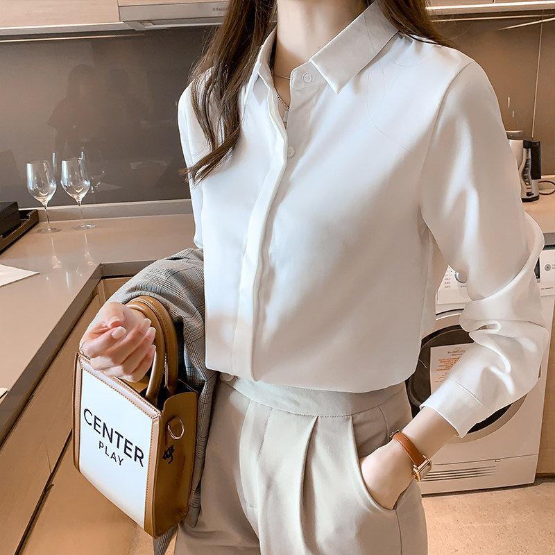 2026春秋新款时尚真丝缎面防走光衬衫女高级感显瘦气质衬衣女上衣