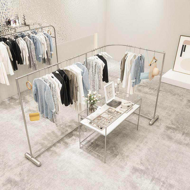 服装店展示架落地角创意女装店中间货架岛展示道具不锈钢拉丝