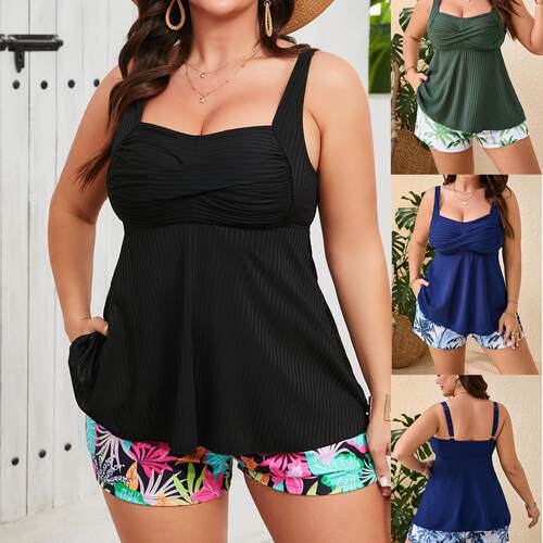Plus Size Two-Piece Set Plants Print Set Leaf Print Casual