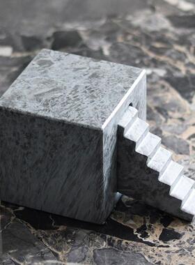 简约方块建筑楼梯摆件轻奢样板房酒店艺术抽象阶梯仿大理石装饰品