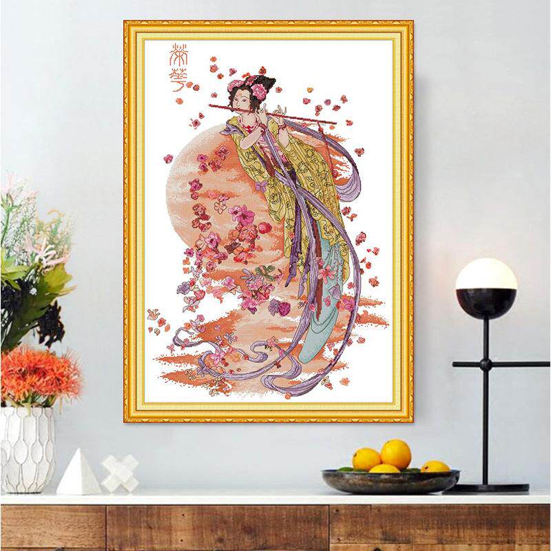 廠家货源十字绣古代美女人物系列荣华客厅大幅装饰画自绣布艺