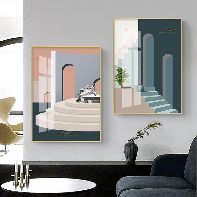 莫兰迪色系装饰画文艺小清新北欧风格现代简约抽象挂画客厅床头画