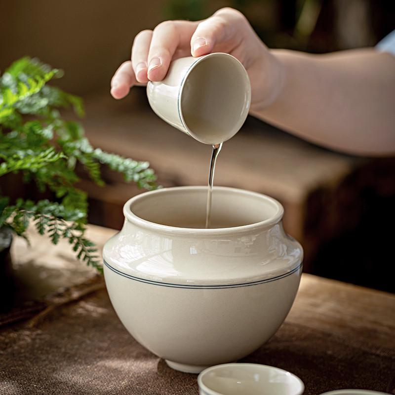 草木灰釉建水茶洗水孟杯洗陶瓷复古日式杯洗家用茶渣缸茶水桶配件