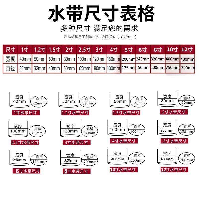 消防农用水带1寸1.5寸2寸3寸4寸5寸6寸8寸有衬里帆布高压灌溉水管