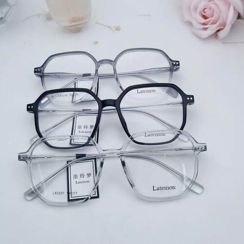浪特梦眼镜latemon镜框大框素颜男女近视配镜透影板材镜架防蓝光