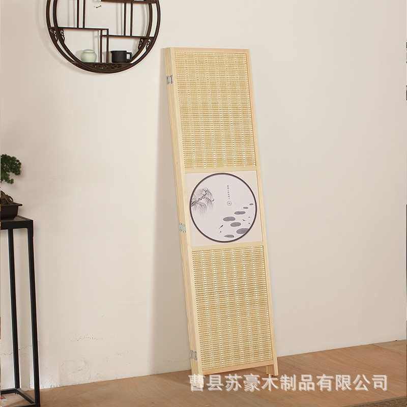 屏风厂家松木框架竹编新中式酒店家居办公屏风隔断书房卧室,住宅家具,庭院屏风,淘宝优惠券,粉丝福利购,淘宝优惠卷