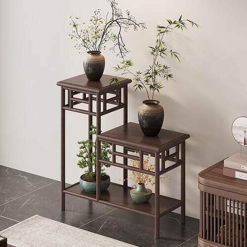 花架子阳台落地客厅新中式花架玄关摆件架置物架盆景架婚房布置架