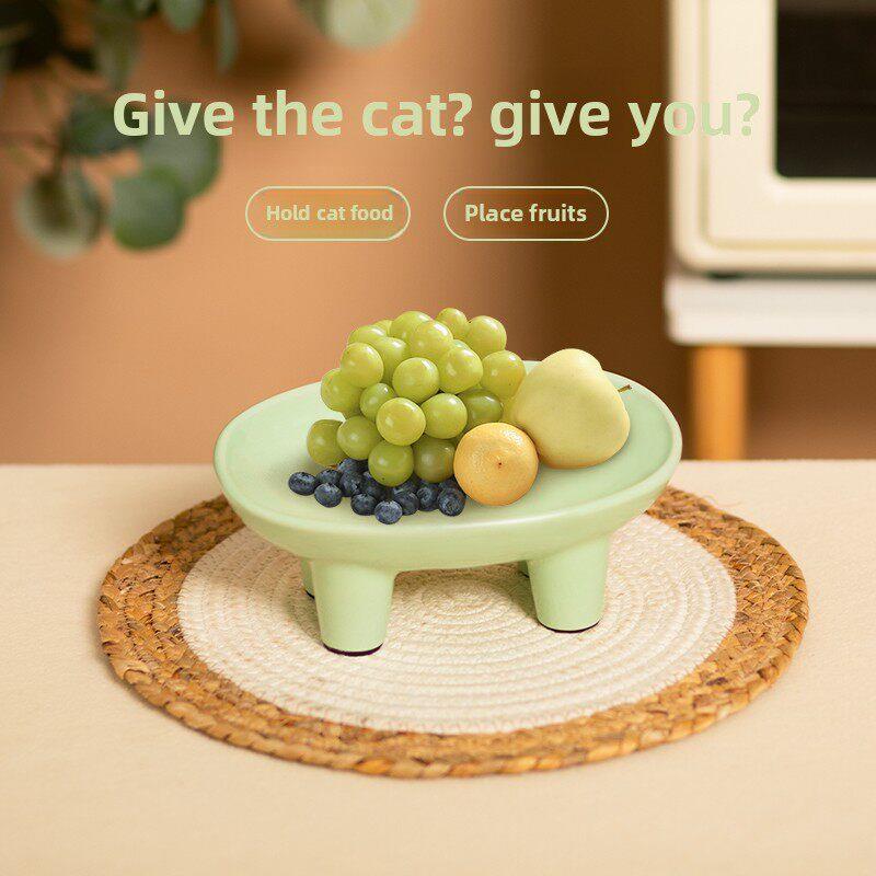 一眯十二生肖mini青玉龙猫碗宠物陶瓷食盆碗浅口护颈喝水碗狗碗
