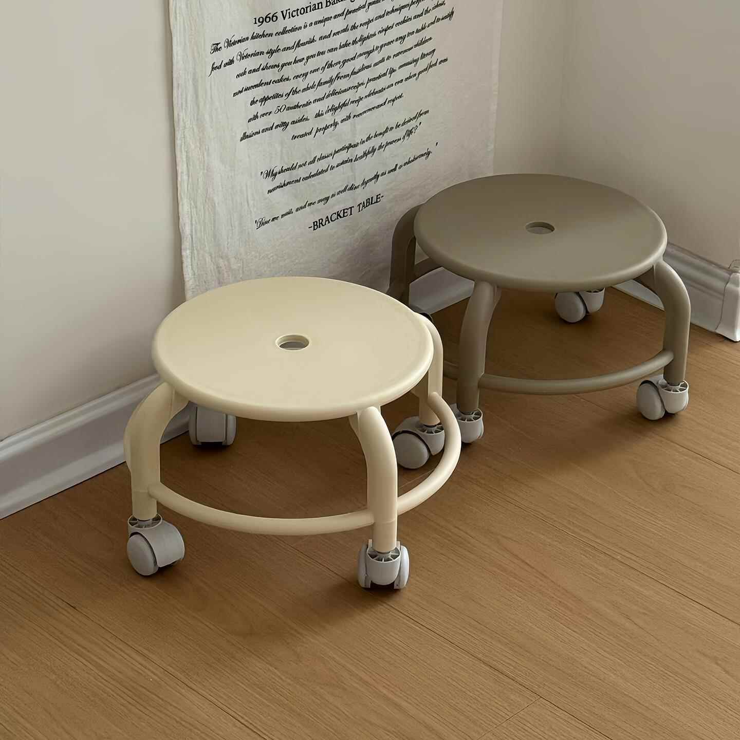 日本多巴胺万向轮小凳子结实耐用小矮凳大人坐换鞋凳滑轮移动凳子