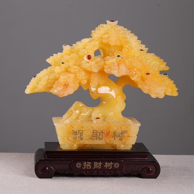家居发财树招财风水摆件 创意装饰树脂工艺品 客厅电视柜摆件